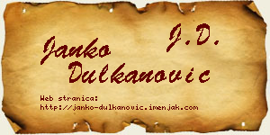 Janko Dulkanović vizit kartica